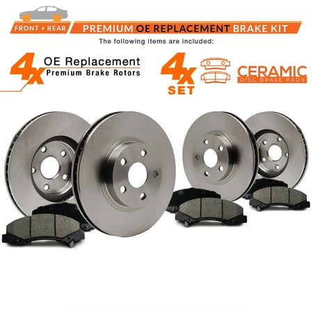 Fits: 2008 08 2009 09 2010 10 Mitsubishi Lancer GTS Models OE Series Rotors + Ceramic Pads Max Brakes Front /& Rear Premium Brake Kit KT053043
